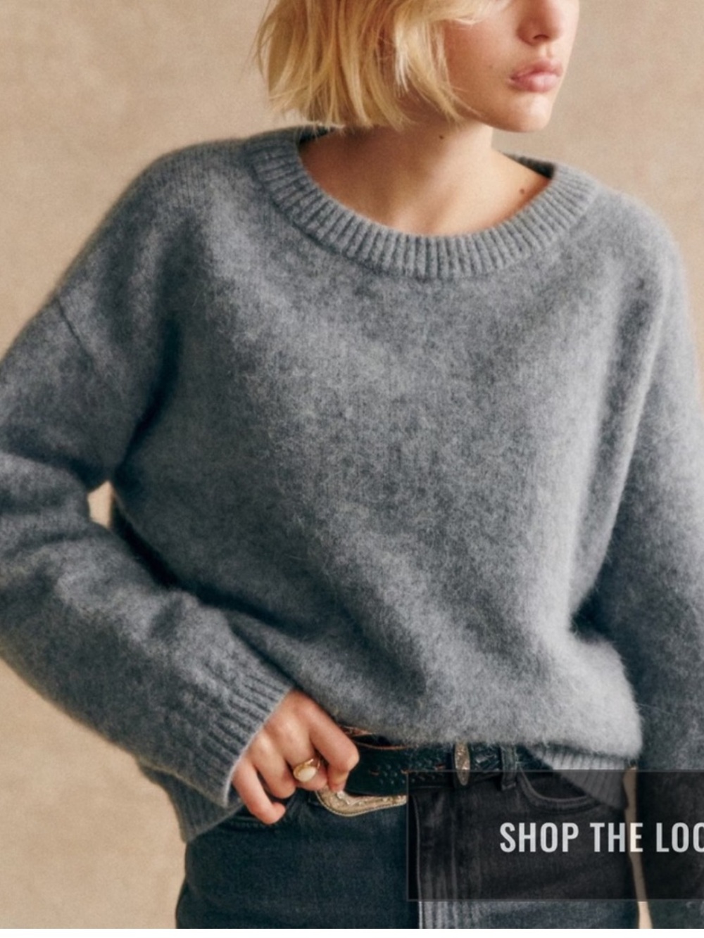 Sezane Light Grey Crewneck Sweater